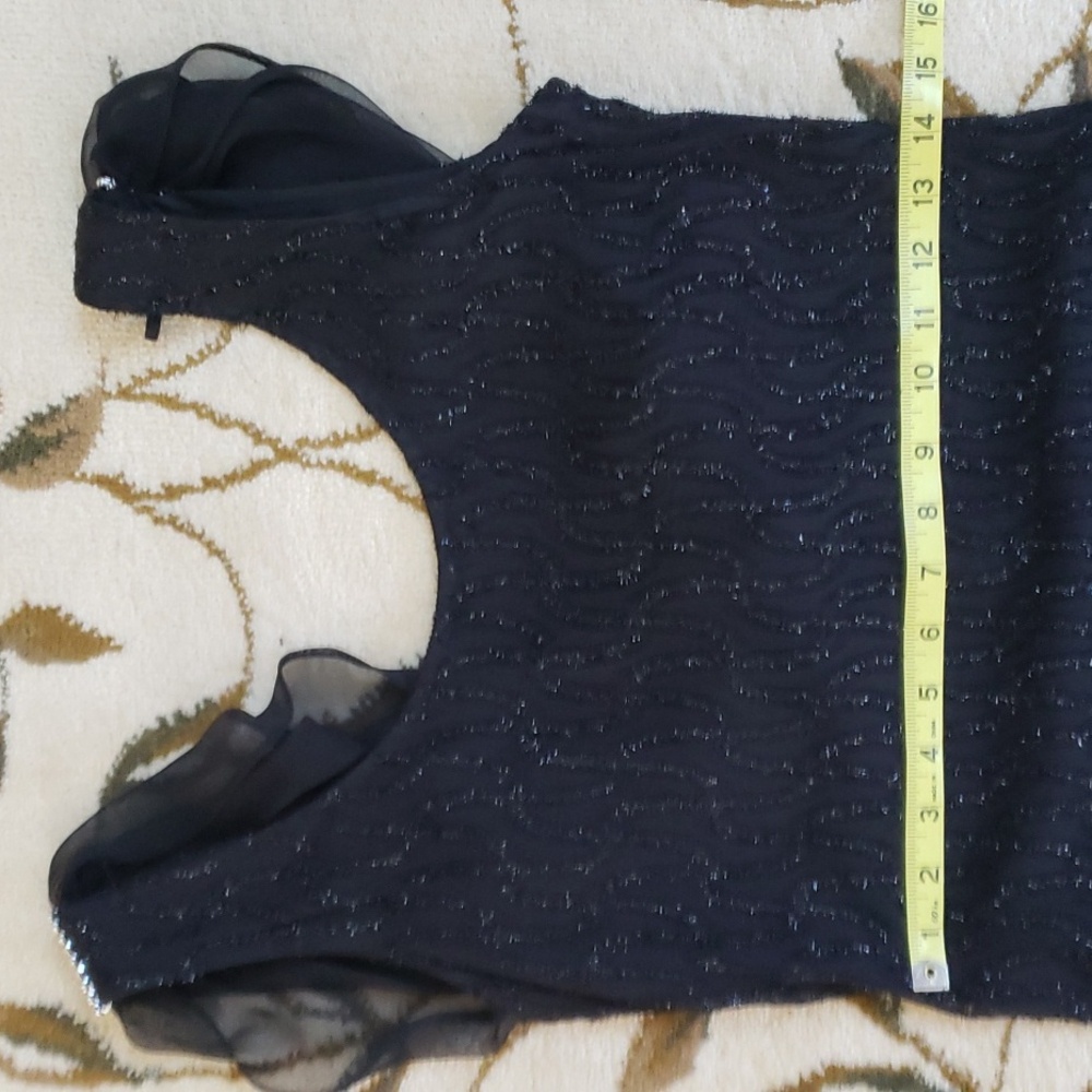 Amanda Taylor Vintage Black Beaded Sleeveless Deep Back Shawled Dress Sz 6 - Picture 15 of 16